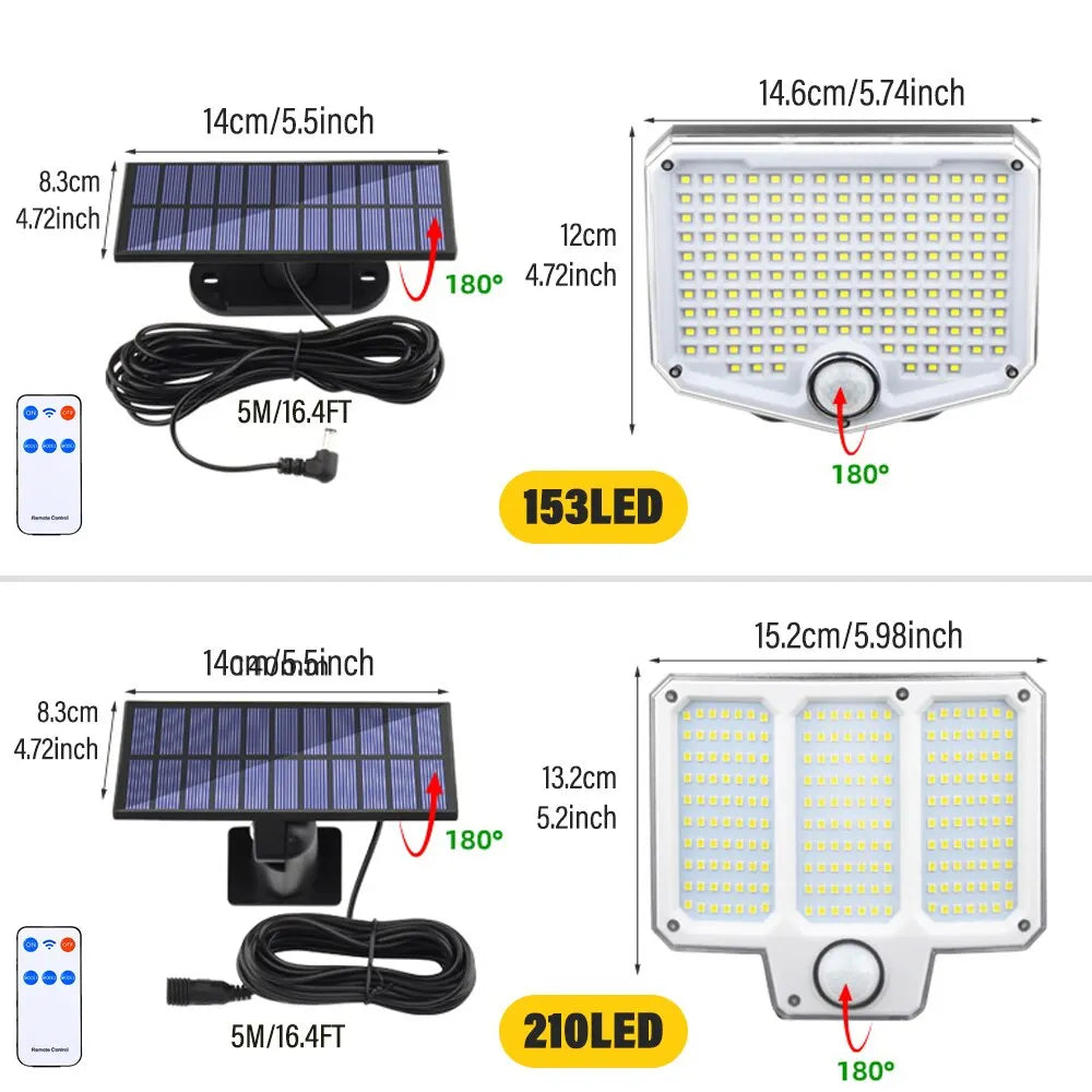 Applique Murale Solaire LED avec Capteur de Mouvement et Télécommande