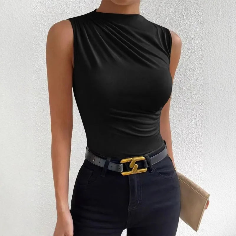 Top Femme Sans Manches à Col Montant