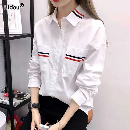 Loose turn-down collar blouse