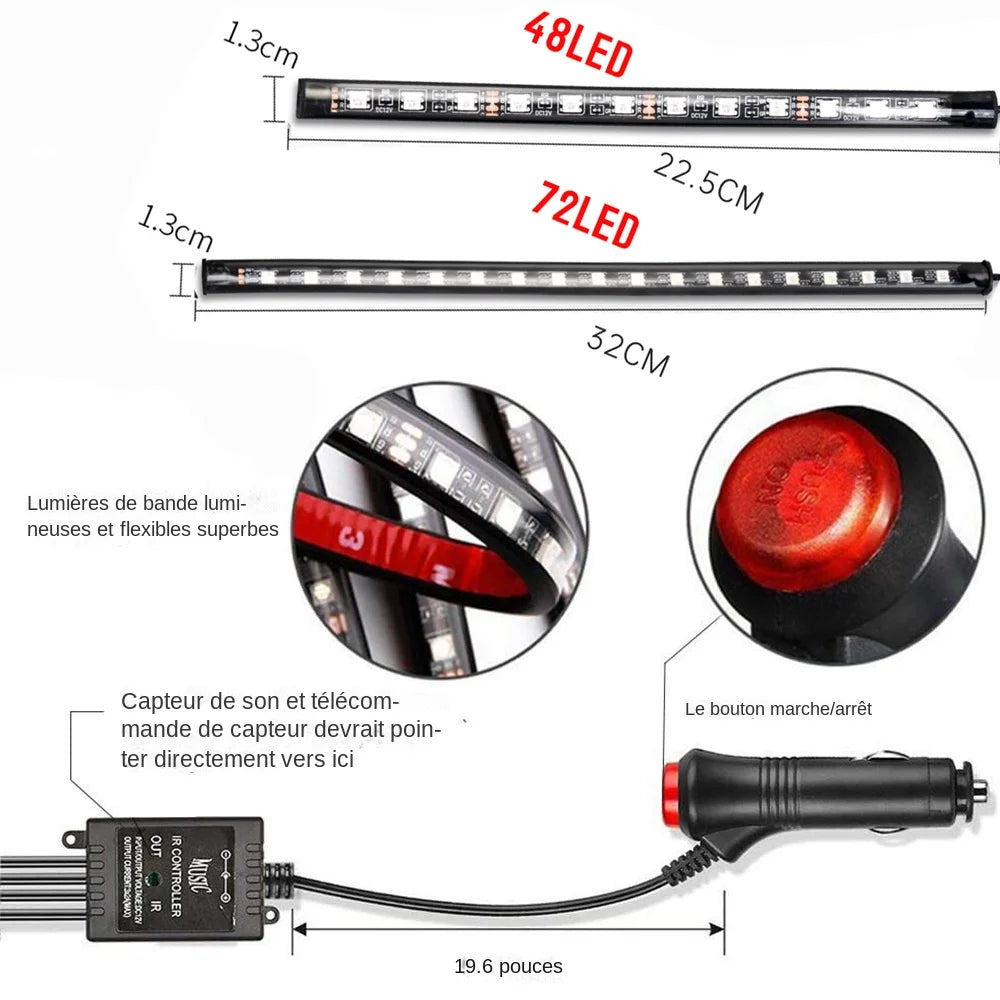 Neon LED Car Interior Ambient Foot Strip Light Kit Accessories Backlight Remote App Music Control Auto RGB Decorative Lamps