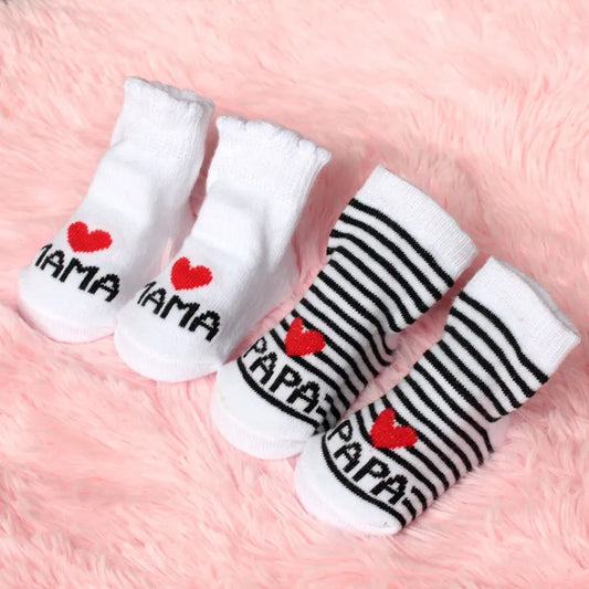 Chaussettes  antidérapantes en coton avec dessin animé Love MAMA PAPA