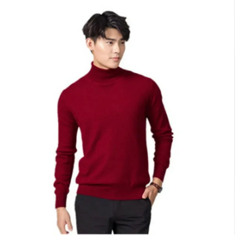 Turtleneck Men Cashmere Cotton Blend Pullover