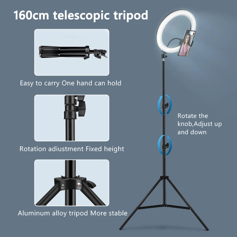 10' LED selfie ring light with optional tripod