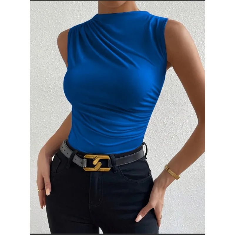 Top Femme Sans Manches à Col Montant