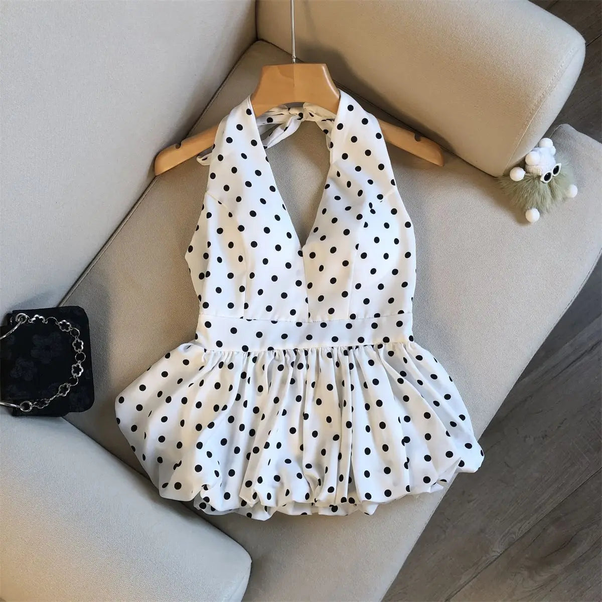 Top Babydoll Femme à Pois