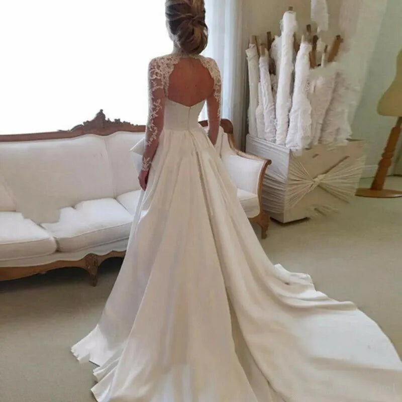 Open back bohemian wedding dress