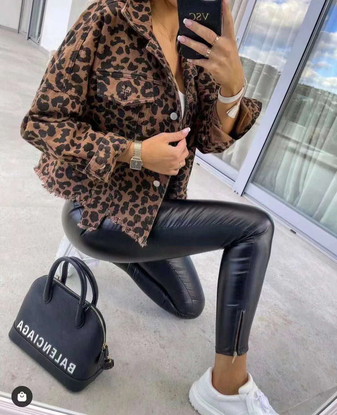 Leopard Denim Vest