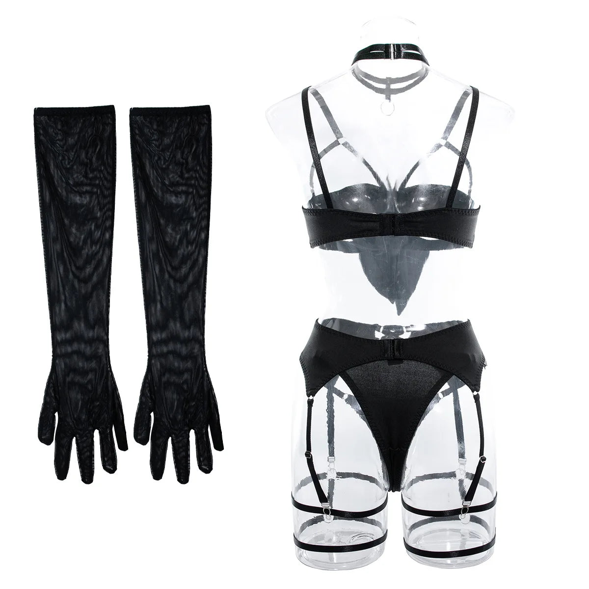 Ensemble Lingerie Sexy Noir 4 Pièces
