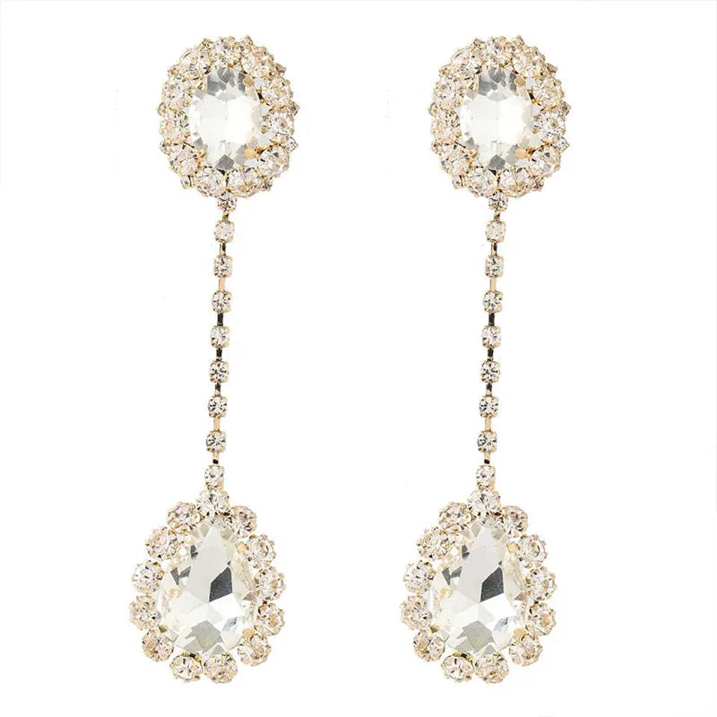 Boucles d'oreilles pendentif goutte d'eau avec strass