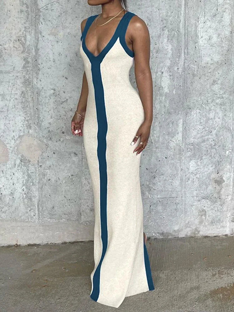 Robe Longue Femme à Rayures