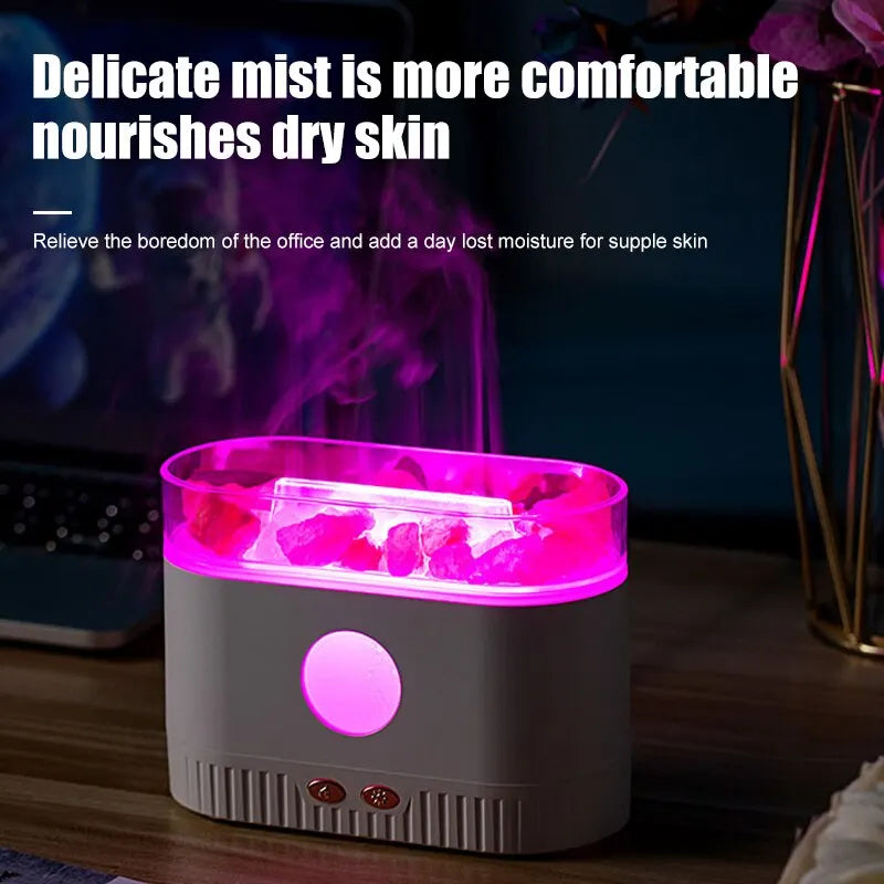 Humidificateur d'huile aromatique à flamme de sel en cristal naturel