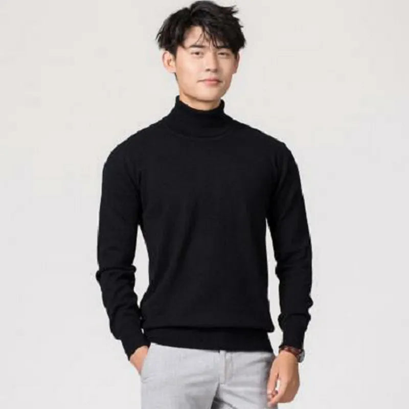 Turtleneck Men Cashmere Cotton Blend Pullover