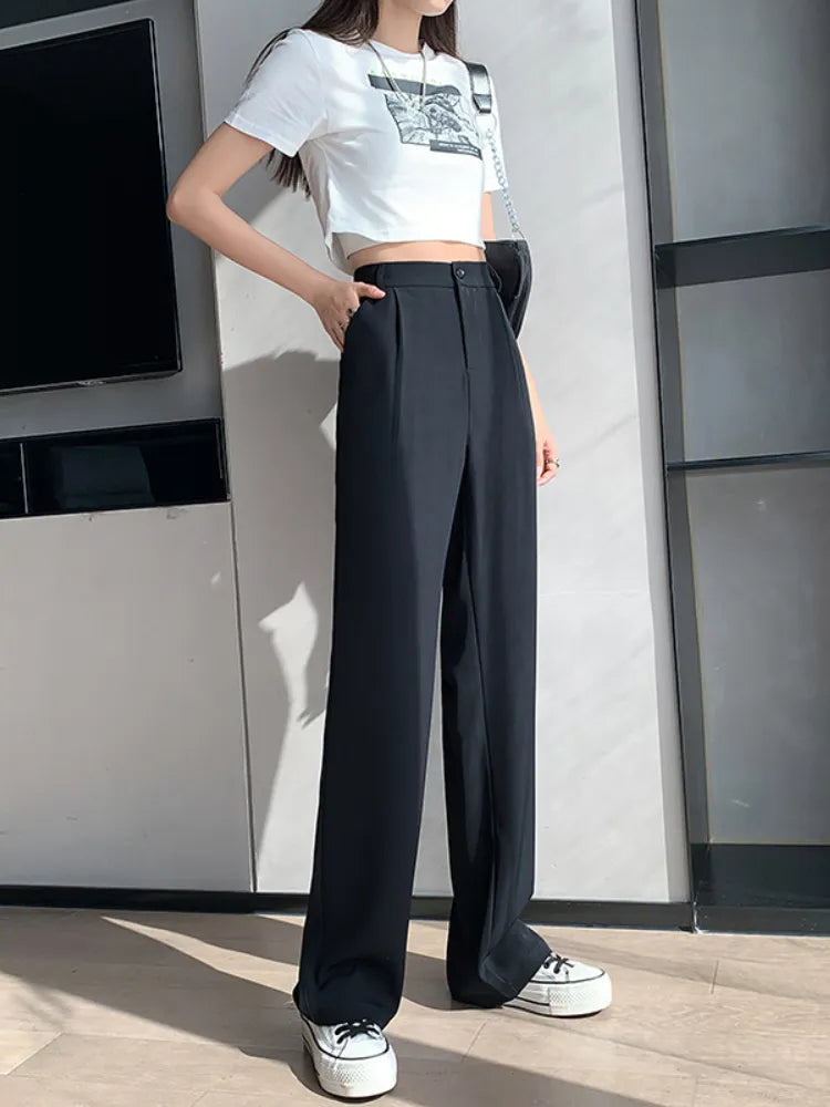 High-waisted fluid pants