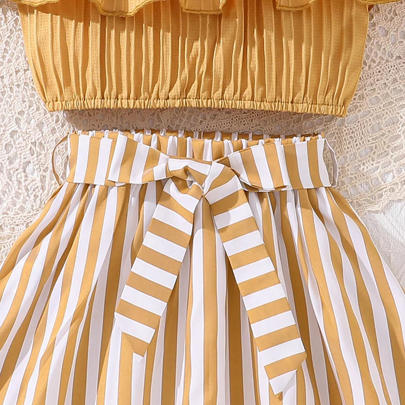 Cute and Casual Striped Top and Skirt for Girls