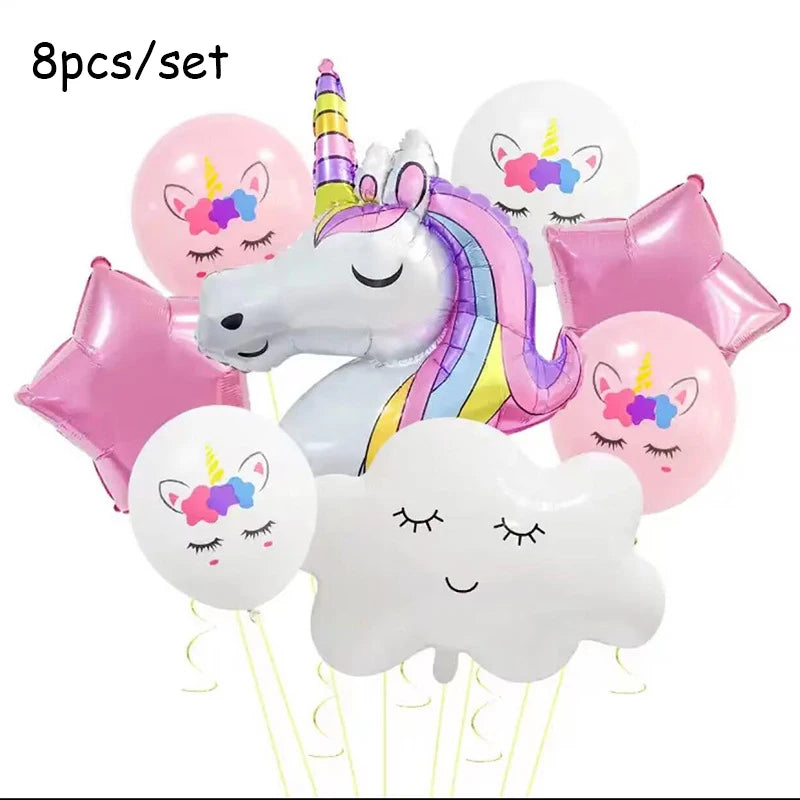 Ensemble de ballons licorne nuage en aluminium, 32 pouces