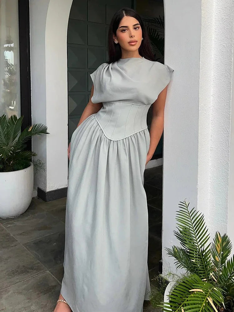 Robe Maxi Plissée Élégante