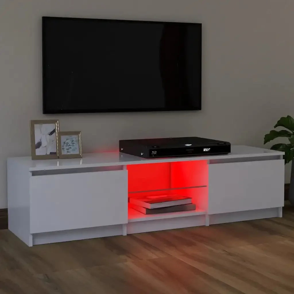 TV cabinet with LED lights White 120x30x35,5 cm