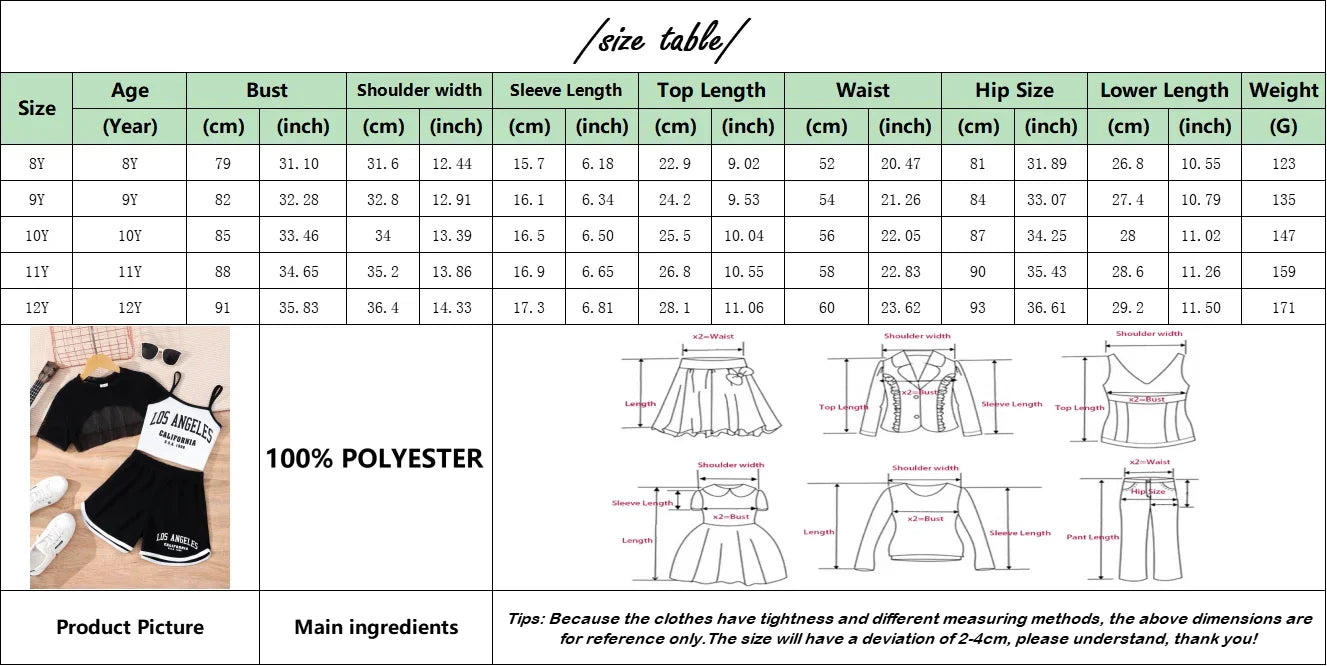 Ensemble d'Été Mignon pour Filles de 8 a 12 ans