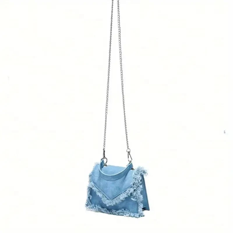 Sac à main en denim avec franges pour Femmes