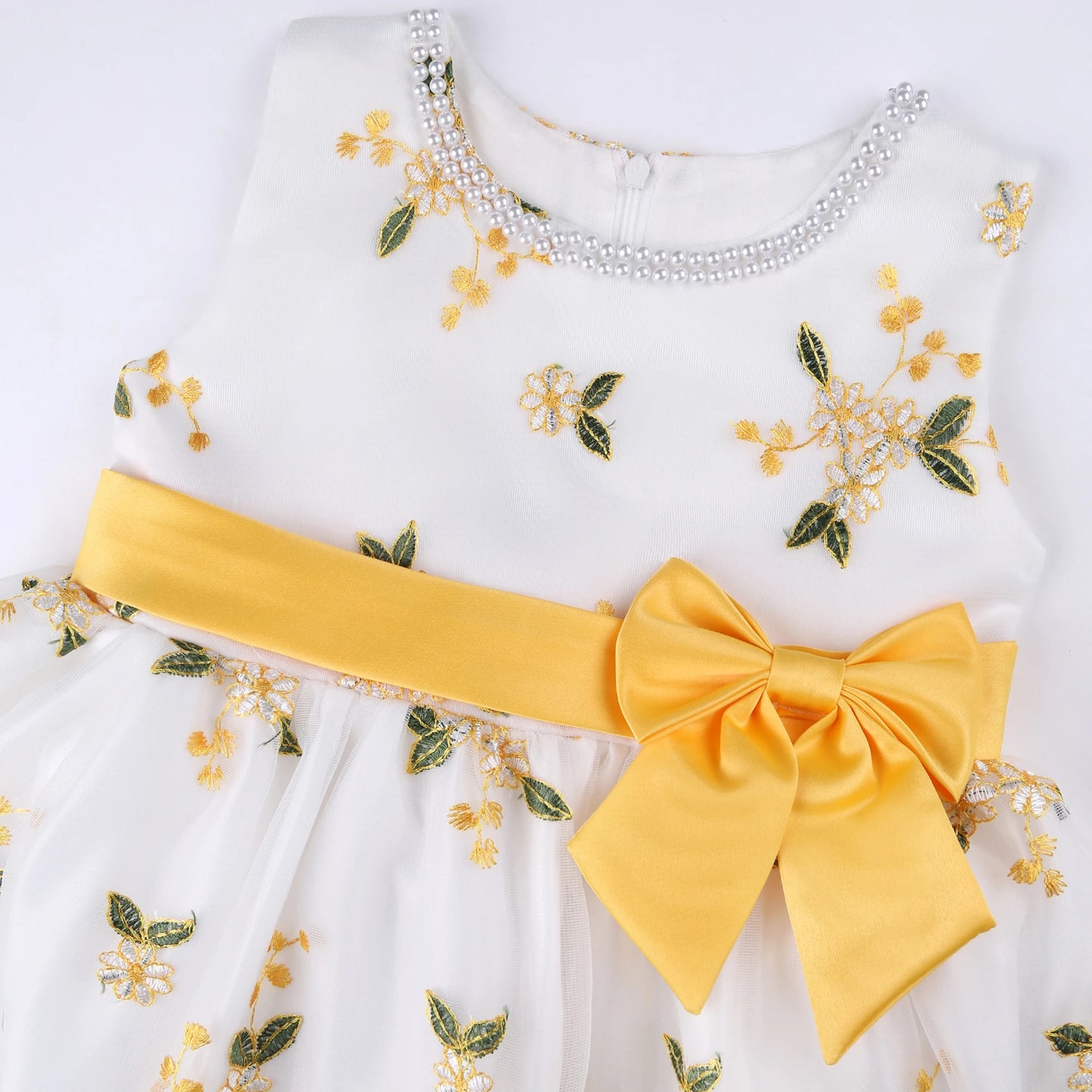 Robe brodée nœud papillon Fille