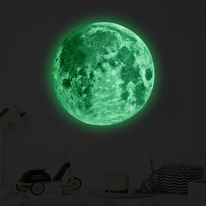 Hot Sale 3D Luminous Moon Wall Sticker Glow In The Dark Fluorescent Sticker PVC Home Kids Room Decals Wall Decor Wallpaper