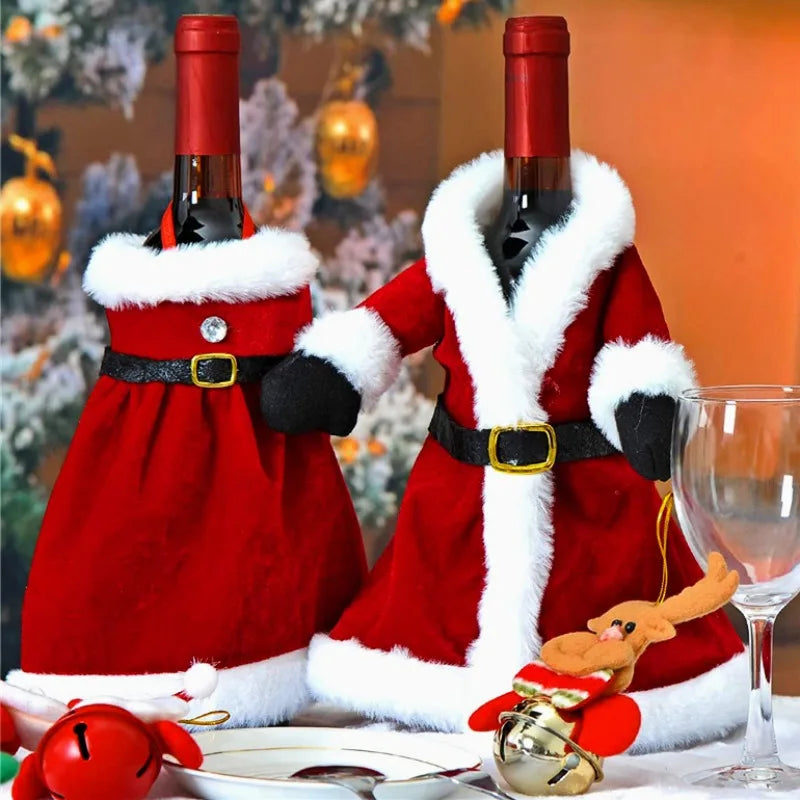 Ensemble Créatif de Housses de Bouteille de Vin de Noël