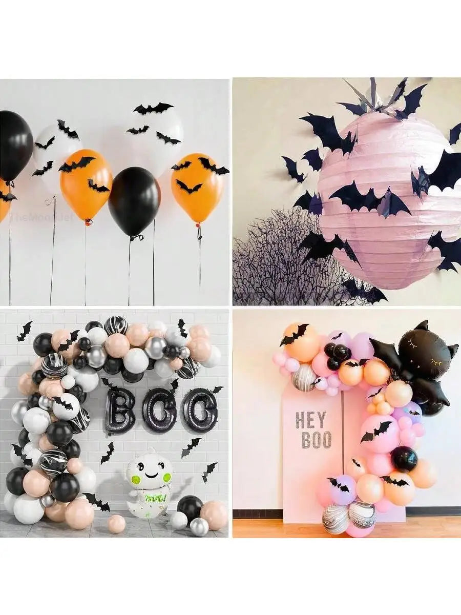 Lot de 60 Chauves-Souris 3D Étanches pour Décoration Murale Halloween