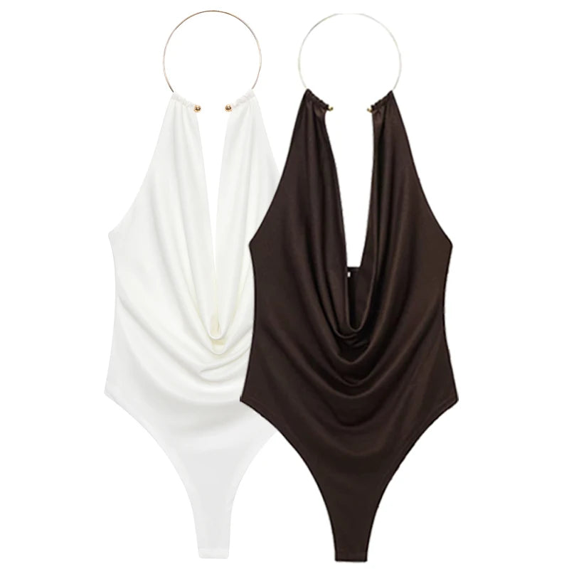 Body Femme Marron à Col Halter