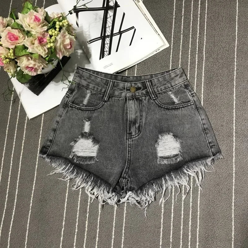 Shorts en Denim Taille Haute