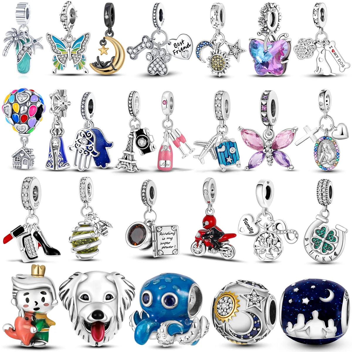 Pandora charms beads encrusted