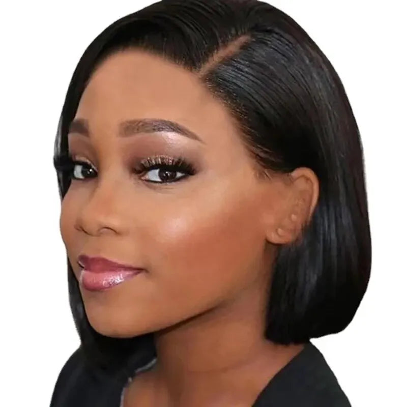 T-shaped human hair lace front wig